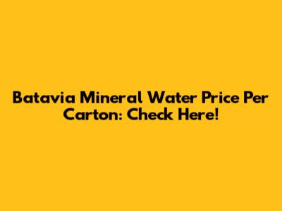 **Batavia Mineral Water Price Per Carton: Check Here!**