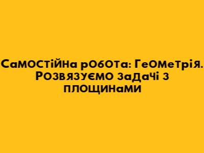 Самостійна робота: Геометрія. Розв'язуємо задачі з площинами