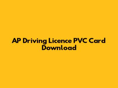 AP Driving Licence PVC Card Download