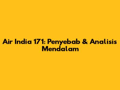 Air India 171: Penyebab & Analisis Mendalam