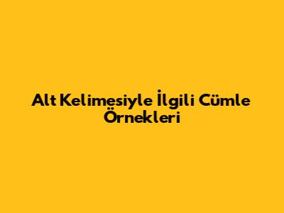 Alt Kelimesiyle İlgili Cümle Örnekleri