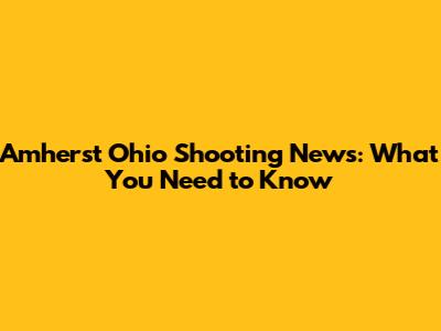 Amherst Ohio Shooting News: What You Need to Know