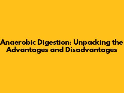 Anaerobic Digestion: Unpacking the Advantages and Disadvantages