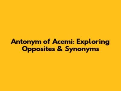 Antonym of Acemi: Exploring Opposites & Synonyms