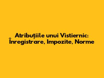 Atribuțiile unui Vistiernic: Înregistrare, Impozite, Norme