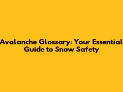 Avalanche Glossary: Your Essential Guide to Snow Safety