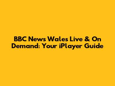 BBC News Wales Live & On Demand: Your iPlayer Guide