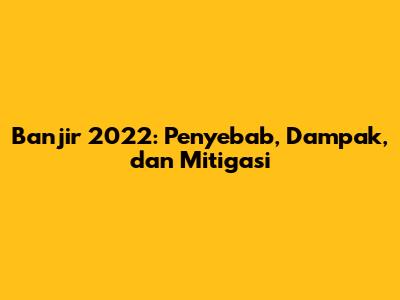 Banjir 2022: Penyebab, Dampak, dan Mitigasi