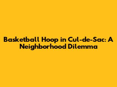 Basketball Hoop in Cul-de-Sac: A Neighborhood Dilemma