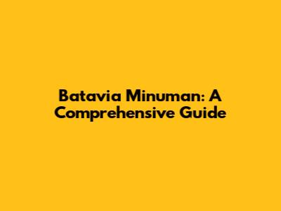 Batavia Minuman: A Comprehensive Guide