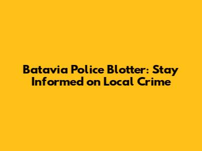 Batavia Police Blotter: Stay Informed on Local Crime