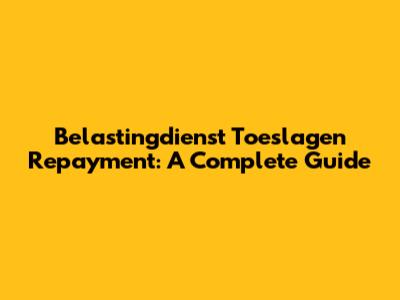 Belastingdienst Toeslagen Repayment: A Complete Guide