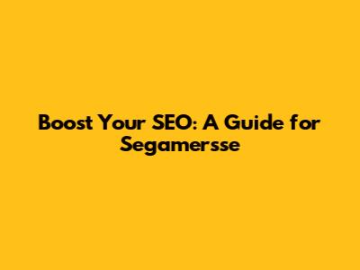 Boost Your SEO: A Guide for Segamersse