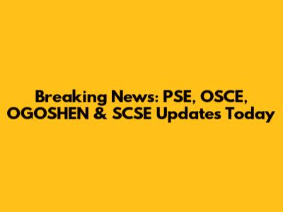 Breaking News: PSE, OSCE, OGOSHEN & SCSE Updates Today