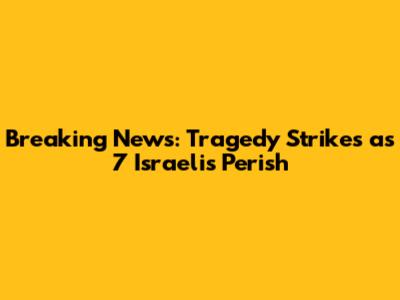 Breaking News: Tragedy Strikes as 7 Israelis Perish