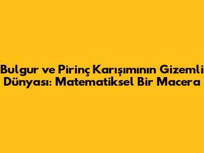 Bulgur ve Pirinç Karışımının Gizemli Dünyası: Matematiksel Bir Macera
