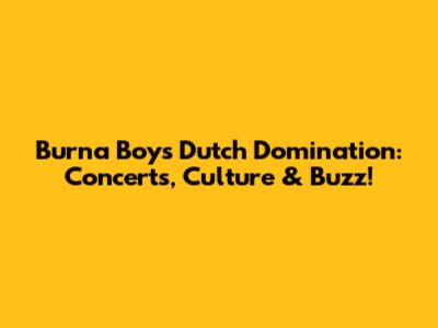 Burna Boy's Dutch Domination: Concerts, Culture & Buzz!