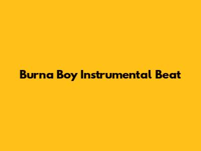 Burna Boy Instrumental Beat