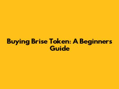 Buying Brise Token: A Beginner's Guide