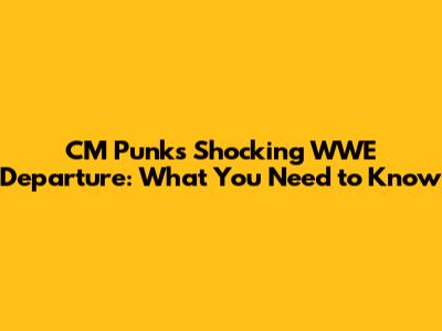 CM Punk's Shocking WWE Departure: What You Need to Know