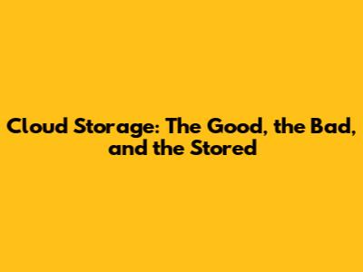 Cloud Storage: The Good, the Bad, and the Stored