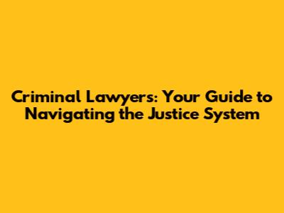 Criminal Lawyers: Your Guide to Navigating the Justice System
