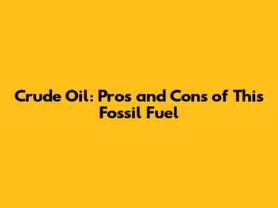 Crude Oil: Pros and Cons of This Fossil Fuel