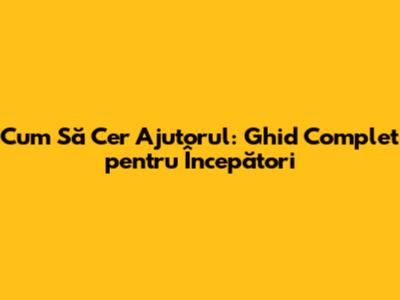 Cum Să Cer Ajutorul: Ghid Complet pentru Începători