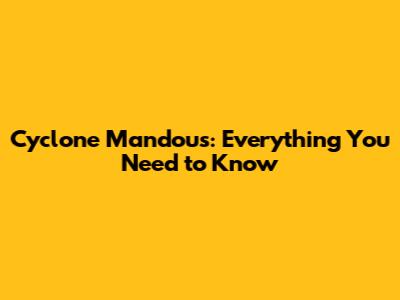 Cyclone Mandous: Everything You Need to Know