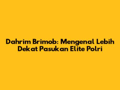 Dahrim Brimob: Mengenal Lebih Dekat Pasukan Elite Polri