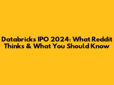 Databricks IPO 2024: What Reddit Thinks & What You Should Know