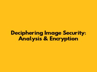Deciphering Image Security: Analysis & Encryption