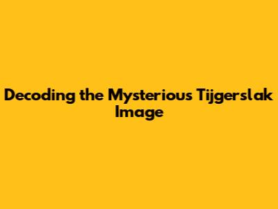Decoding the Mysterious Tijgerslak Image