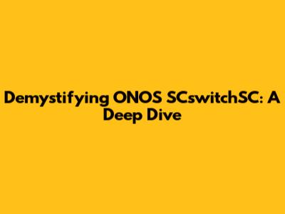 Demystifying ONOS SCswitchSC: A Deep Dive