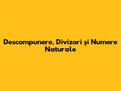 Descompunere, Divizori și Numere Naturale