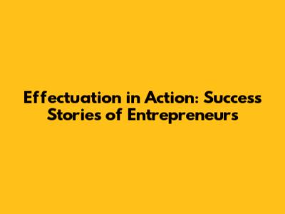Effectuation in Action: Success Stories of Entrepreneurs