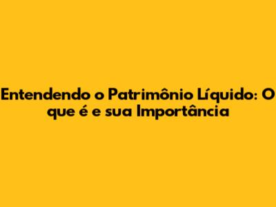 Entendendo o Patrimônio Líquido: O que é e sua Importância