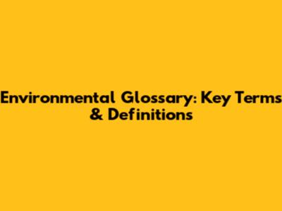 Environmental Glossary: Key Terms & Definitions