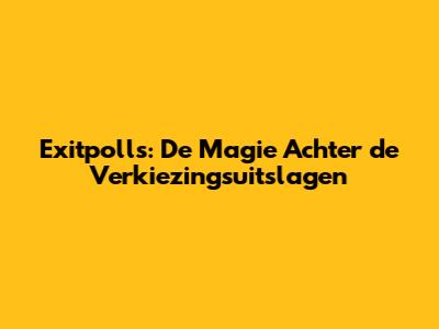 Exitpolls: De Magie Achter de Verkiezingsuitslagen