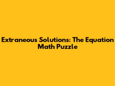 Extraneous Solutions: The Equation Math Puzzle