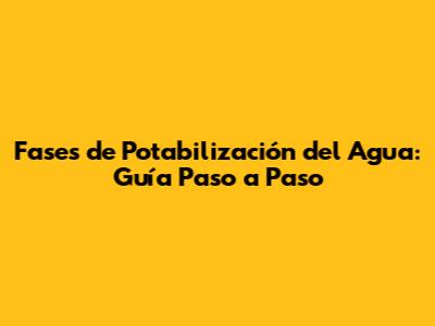 Fases de Potabilización del Agua: Guía Paso a Paso