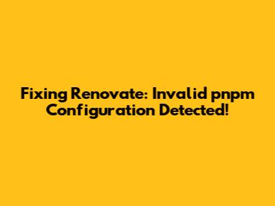 Fixing Renovate: Invalid pnpm Configuration Detected!