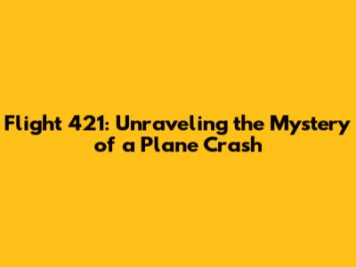 Flight 421: Unraveling the Mystery of a Plane Crash