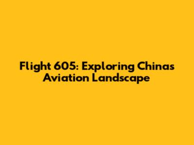 Flight 605: Exploring China's Aviation Landscape
