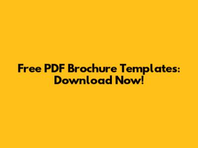Free PDF Brochure Templates: Download Now!