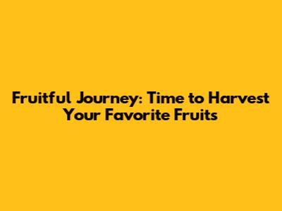 Fruitful Journey: Time to Harvest Your Favorite Fruits