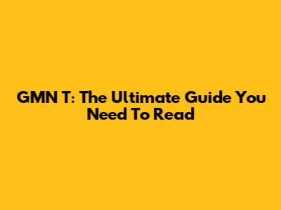 GMN T: The Ultimate Guide You Need To Read