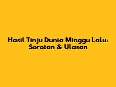 Hasil Tinju Dunia Minggu Lalu: Sorotan & Ulasan