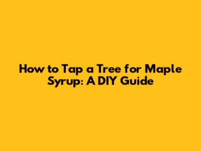 How to Tap a Tree for Maple Syrup: A DIY Guide