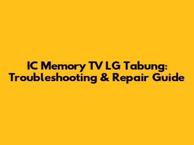 IC Memory TV LG Tabung: Troubleshooting & Repair Guide